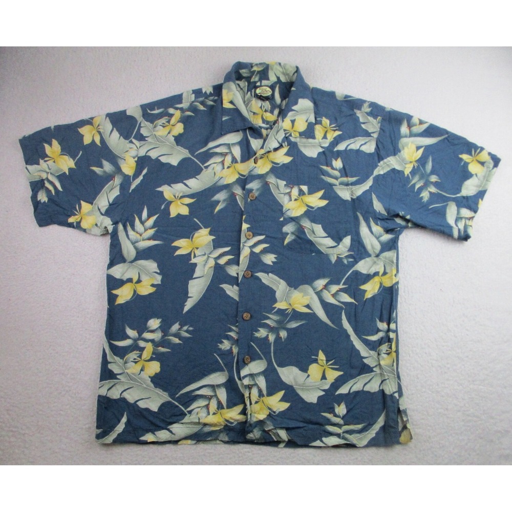 Tommy Bahama Shirt Mens XL Blue Rayon Loop Floral AOP Button Up Hawaii‎ Casual